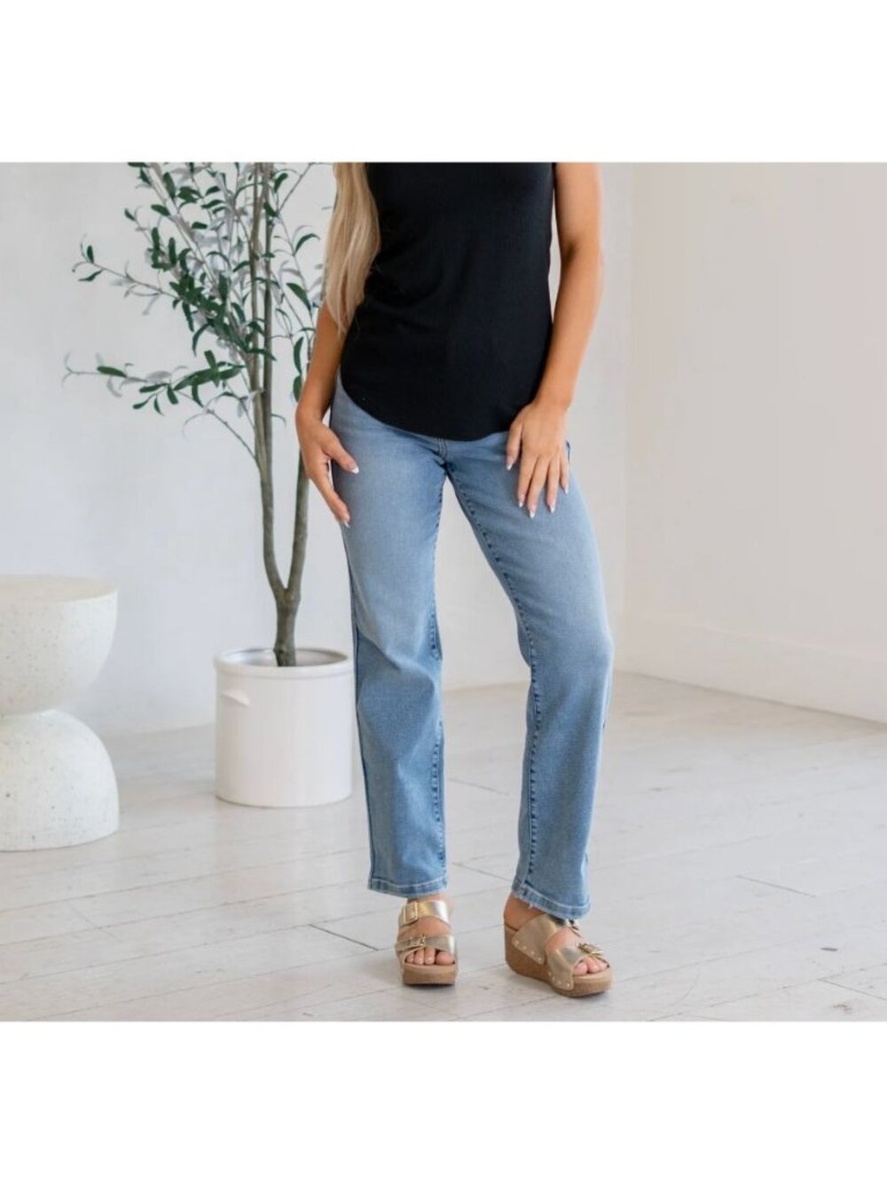 Judy Blue Vintage Straight‎ Leg Classic Jeans Medium Wash High Rise Denim 3/26